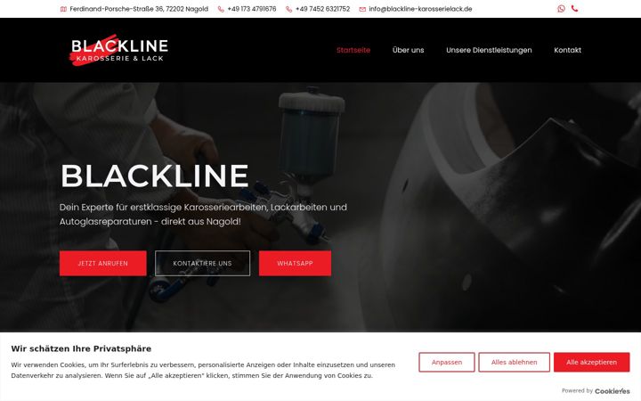 Screenshot of blackline-karosserielack.de