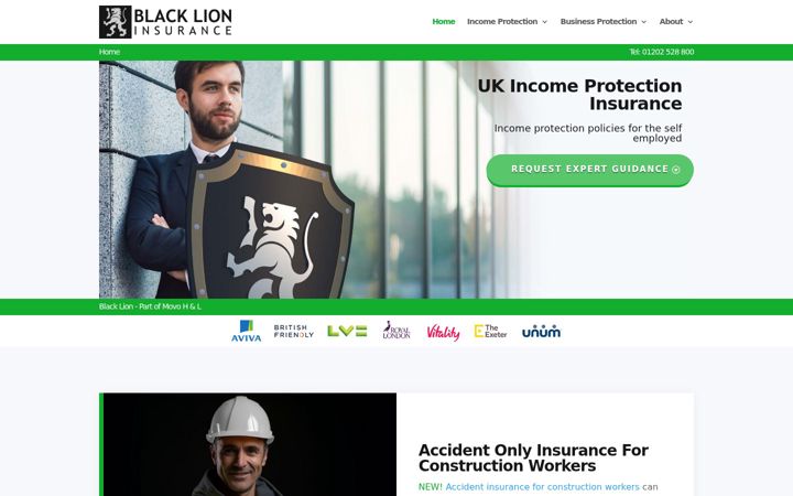 Screenshot of blacklioninsurance.co.uk