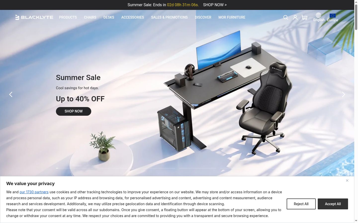 Screenshot of the consent banner shown before any interaction