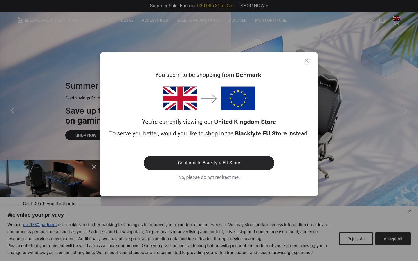 Screenshot of the consent banner shown before any interaction