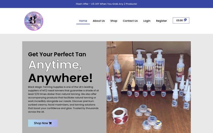 Screenshot of blackmagicmt2nasaltanning.com