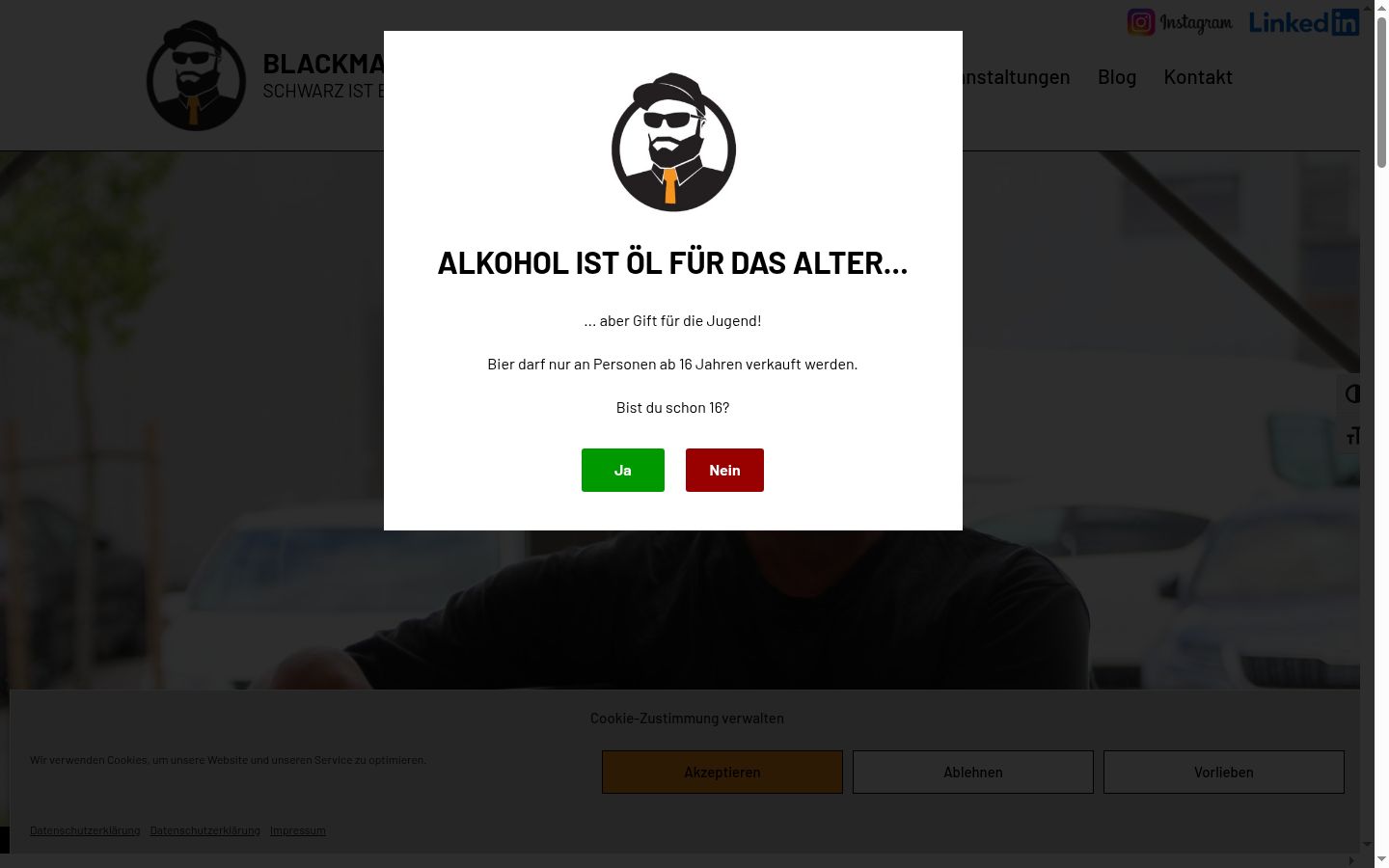 Screenshot del banner di consenso mostrato prima di qualsiasi interazione