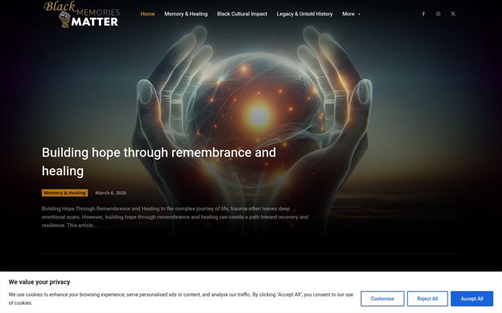 Snimka zaslona za blackmemoriesmatter.com