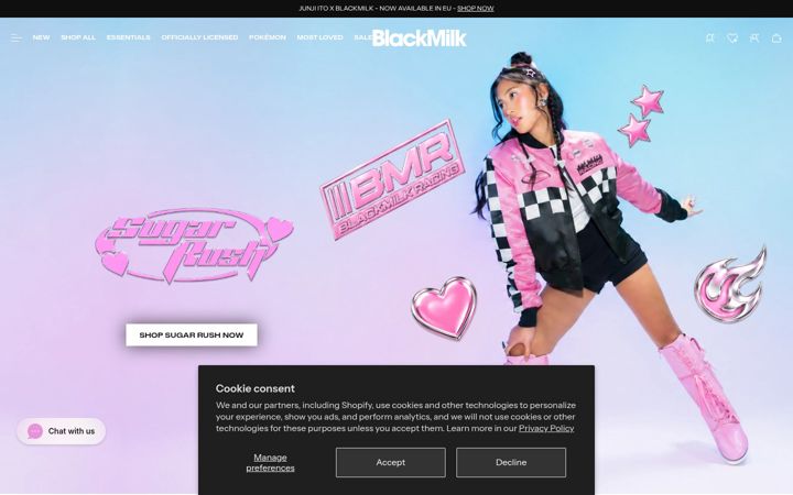 Screenshot of blackmilkclothing.com