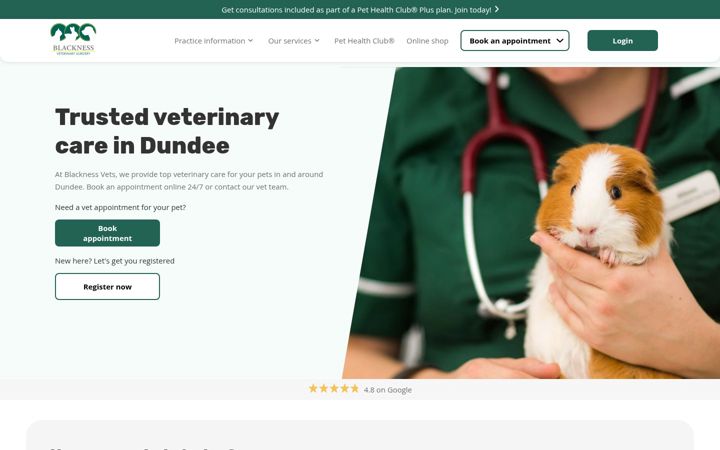 Captura de pantalla de blackness-vet.co.uk