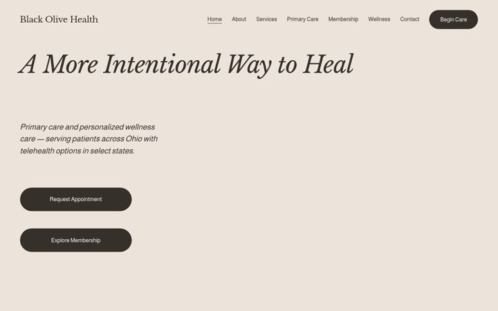 Screenshot of blackolivehealth.com
