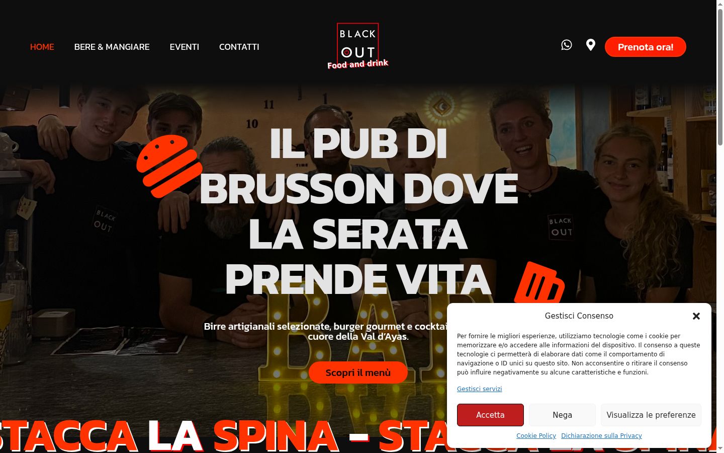 Screenshot del banner di consenso mostrato prima di qualsiasi interazione