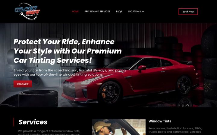 Screenshot of blackoutwindowtints.com