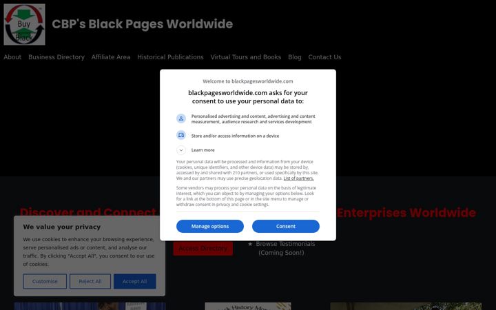 Screenshot of blackpagesworldwide.com