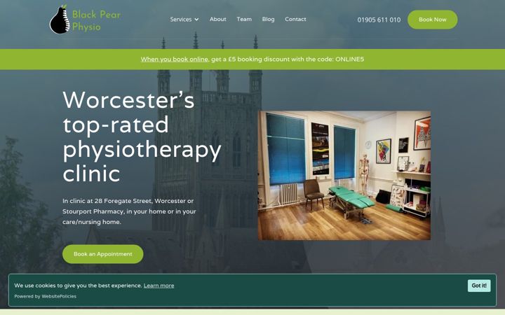 Screenshot of blackpearphysio.co.uk