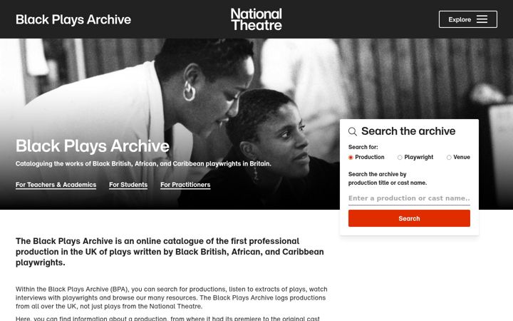 Screenshot of blackplaysarchive.org.uk