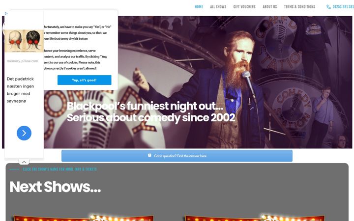 Snímek obrazovky blackpoolcomedyclub.com