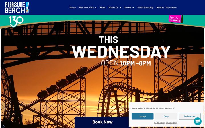 Screenshot of blackpoolpleasurebeach.com