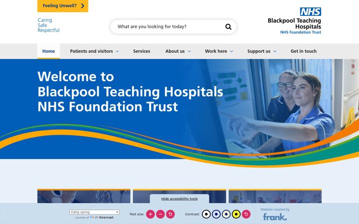 Screenshot stránky blackpoolteachinghospitals.nhs.uk