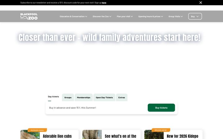Screenshot of blackpoolzoo.org.uk