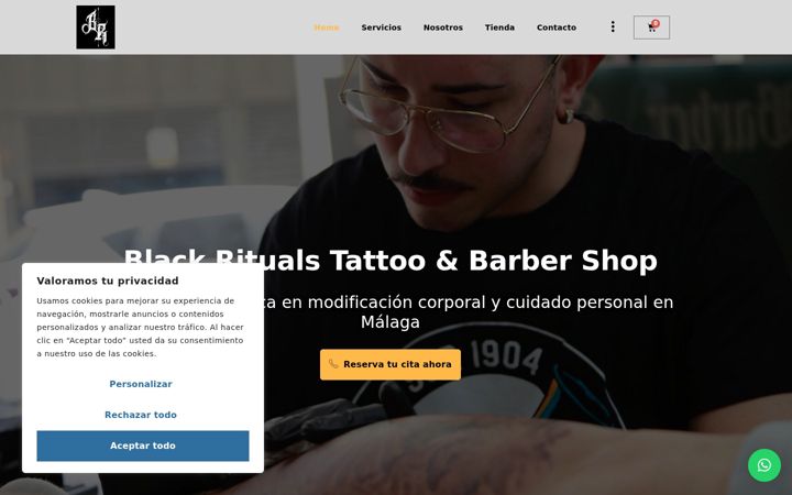 Captură de ecran a blackritualstattoo.com