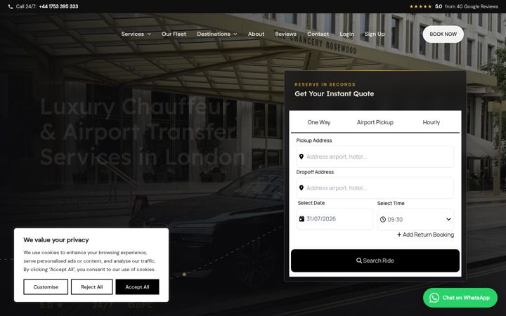 Screenshot of blackroyalechauffeurs.com