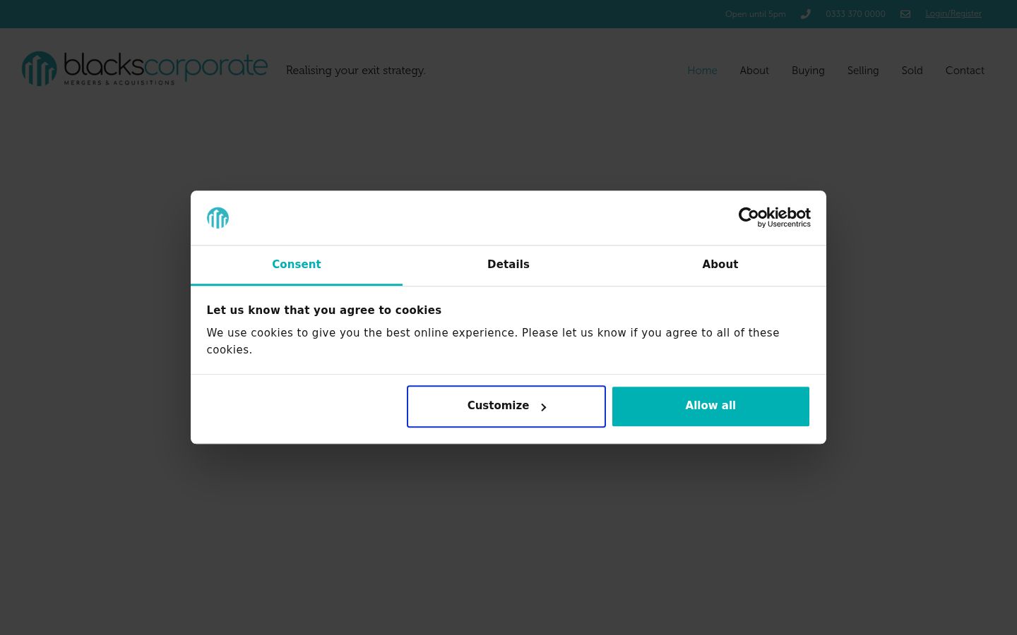 Snimka zaslona bannera za privolu prikazanog prije bilo kakve interakcije
