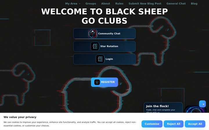 Screenshot von blacksheepclubs.com
