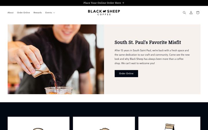Screenshot von blacksheepcoffee.com