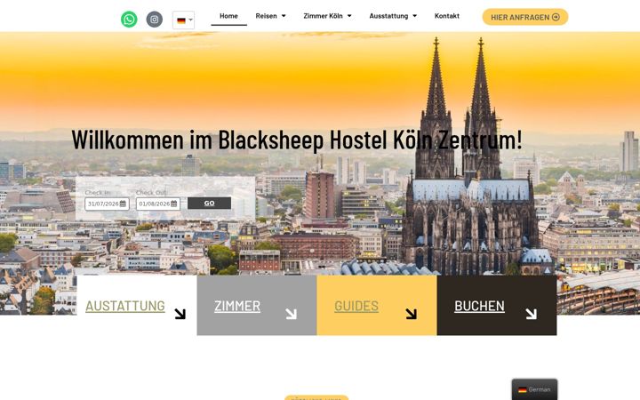 Screenshot of blacksheephostel.de