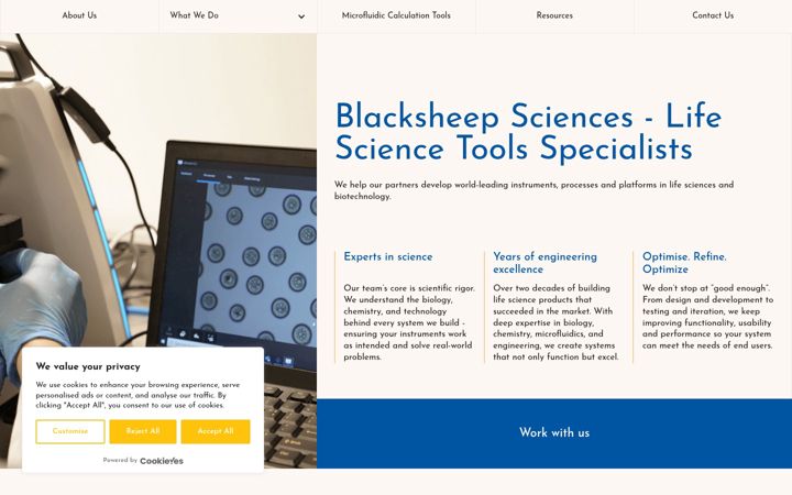 Screenshot of blacksheepsciences.com