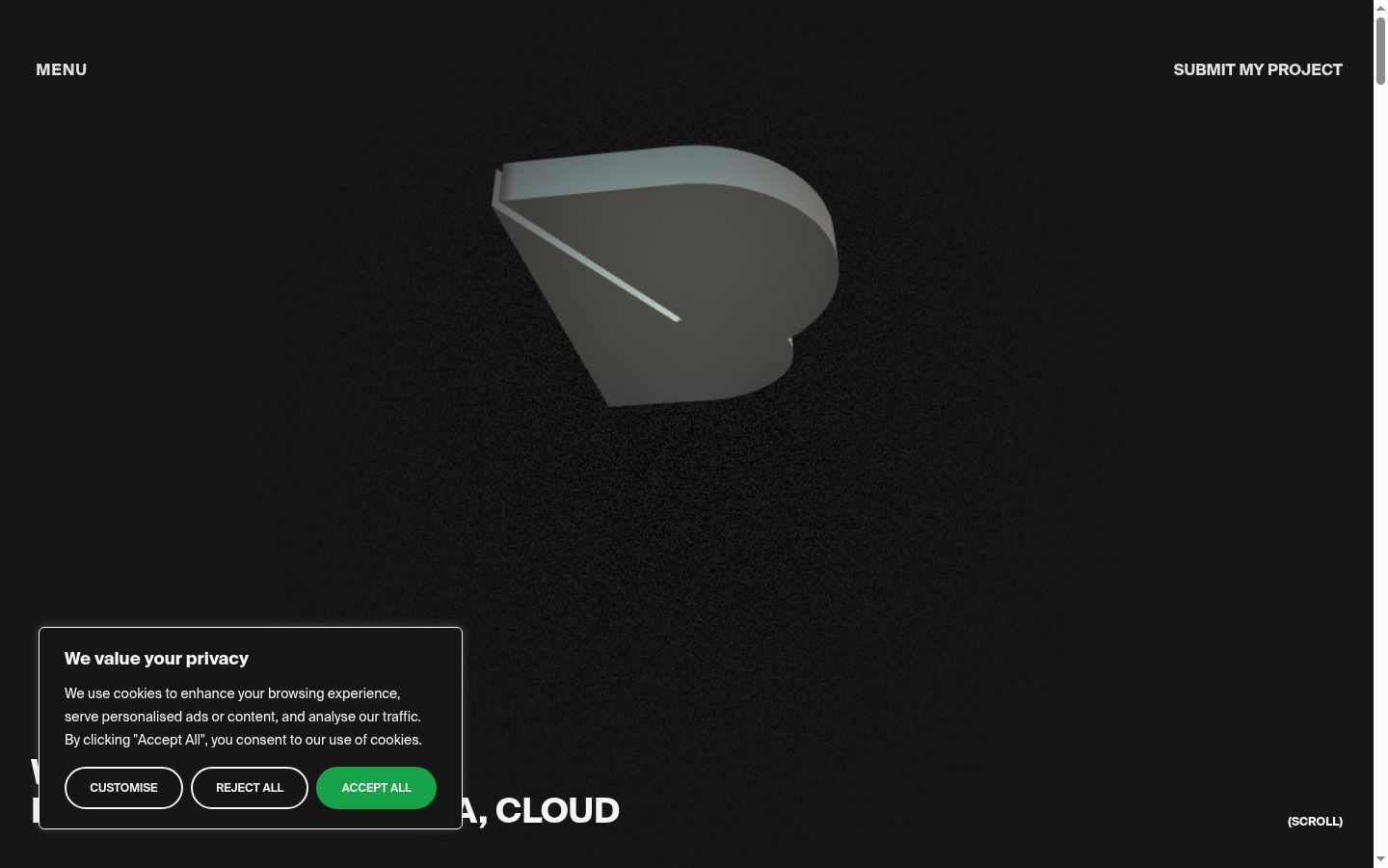 Screenshot of the consent banner shown before any interaction