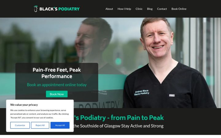 Screenshot of blackspodiatry.com