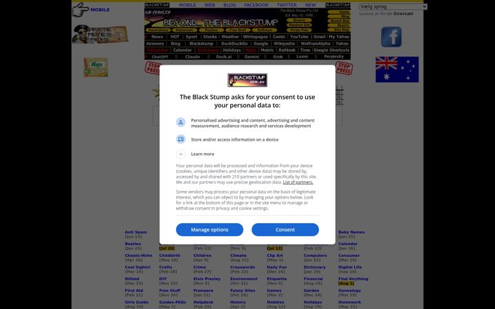 Snímek obrazovky blackstump.com.au