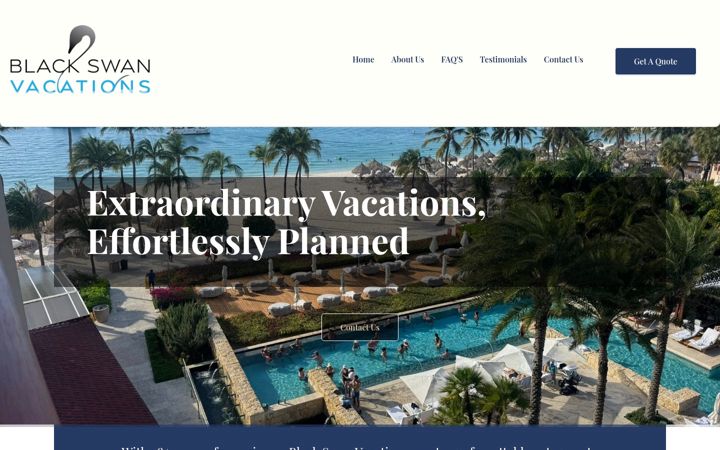 Screenshot of blackswanvacations.com