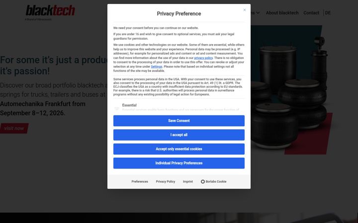 Screenshot ta' blacktech-airsprings.com