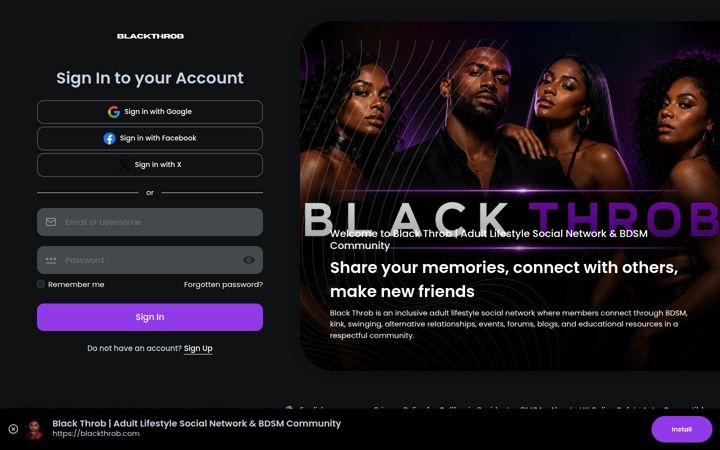 Screenshot of blackthrob.com