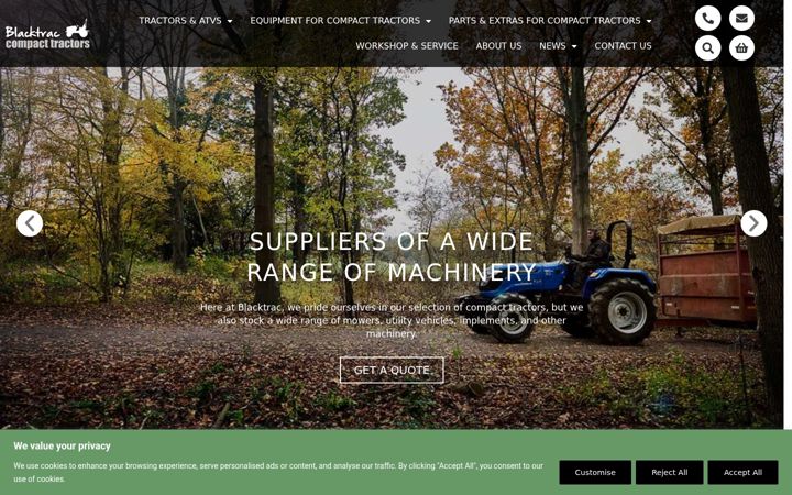 Screenshot of blacktrac-compact-tractors.co.uk