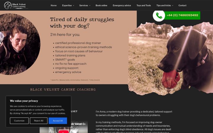 Screenshot of blackvelvet-k9.com