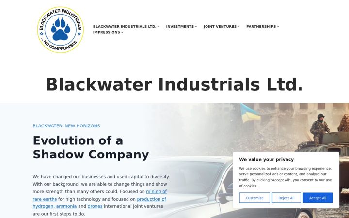 Screenshot van blackwater-industrials.eu