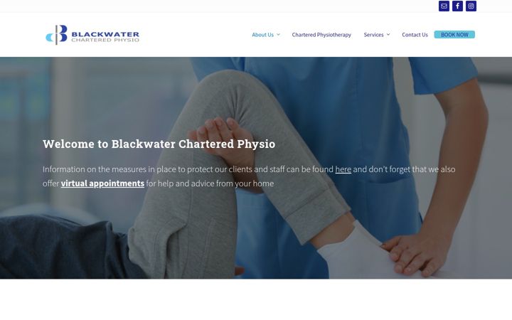Screenshot van blackwatercharteredphysio.ie