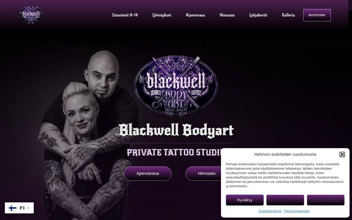Screenshot of blackwellbodyart.com