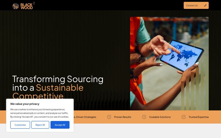 Captura de pantalla de blackwoodsourcing.com