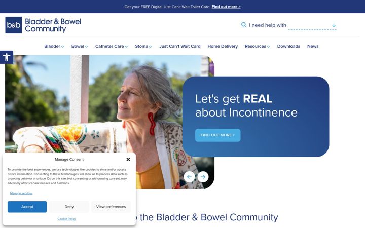 Screenshot of bladderandbowel.org