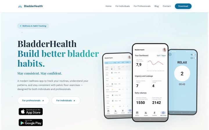 Screenshot of bladderhealth.app