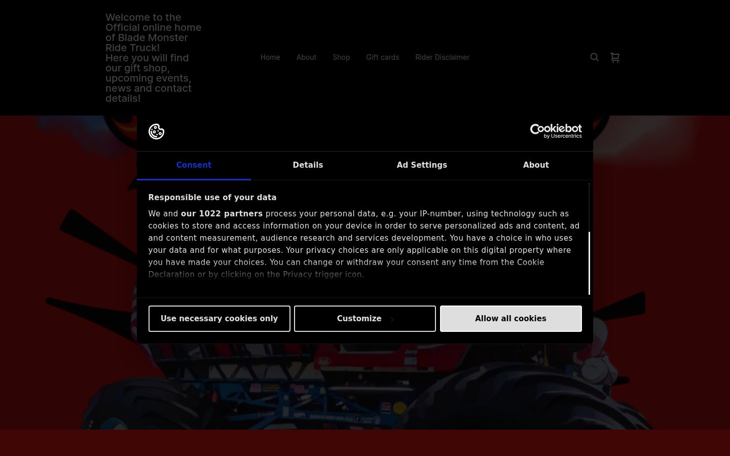 Screenshot of the consent banner shown before any interaction