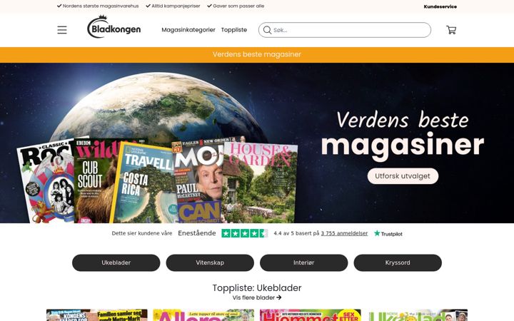 Screenshot of bladkongen.no