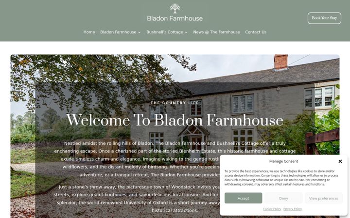 Skærmbillede af bladonfarmhouse.co.uk