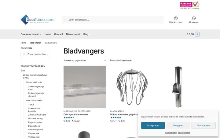 Skærmbillede af bladvanger-shop.nl