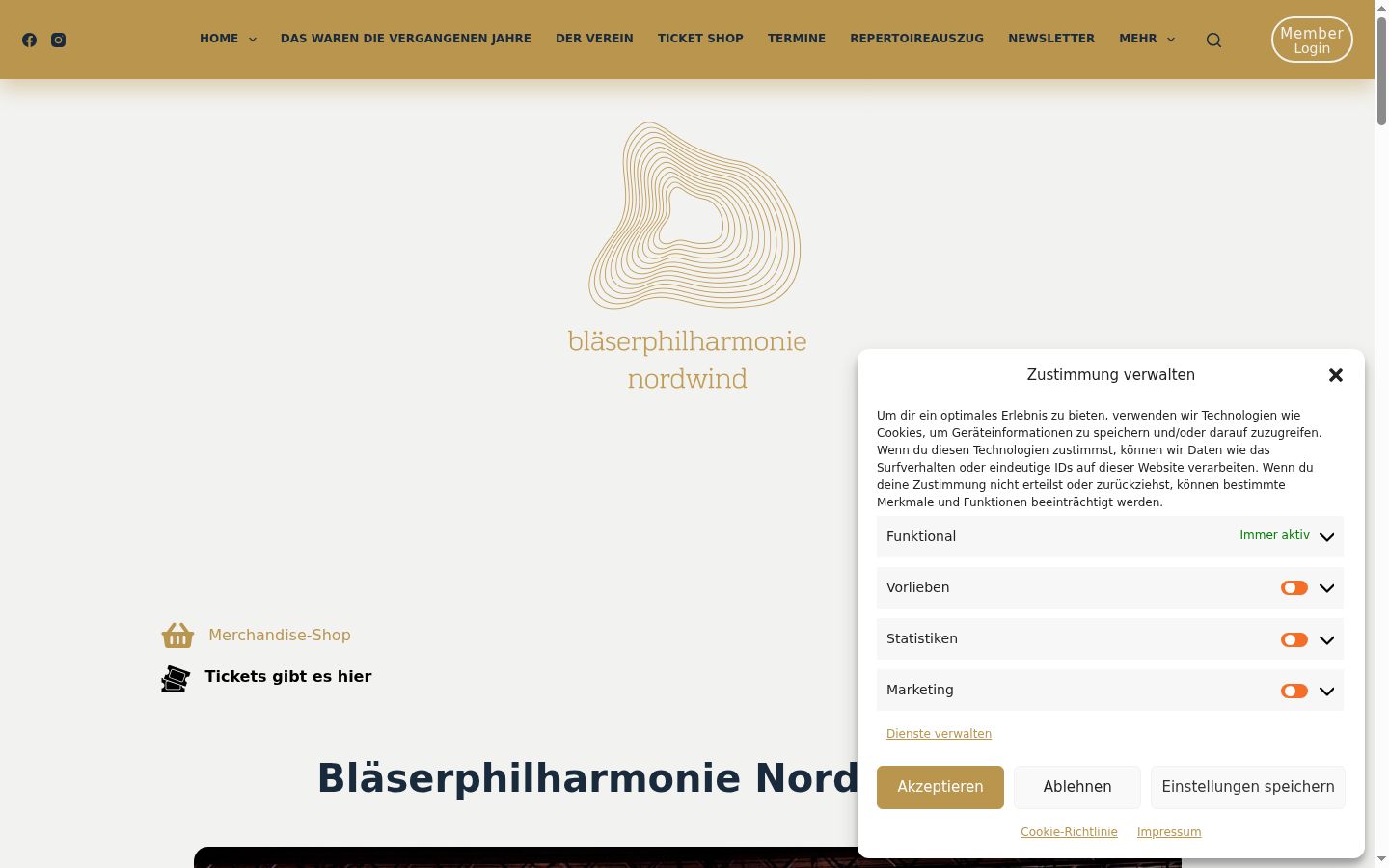Captura de ecrã do banner de consentimento apresentado antes de qualquer interação