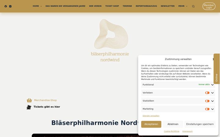 Captura de ecrã de blaeserphilharmonie-nordwind.de