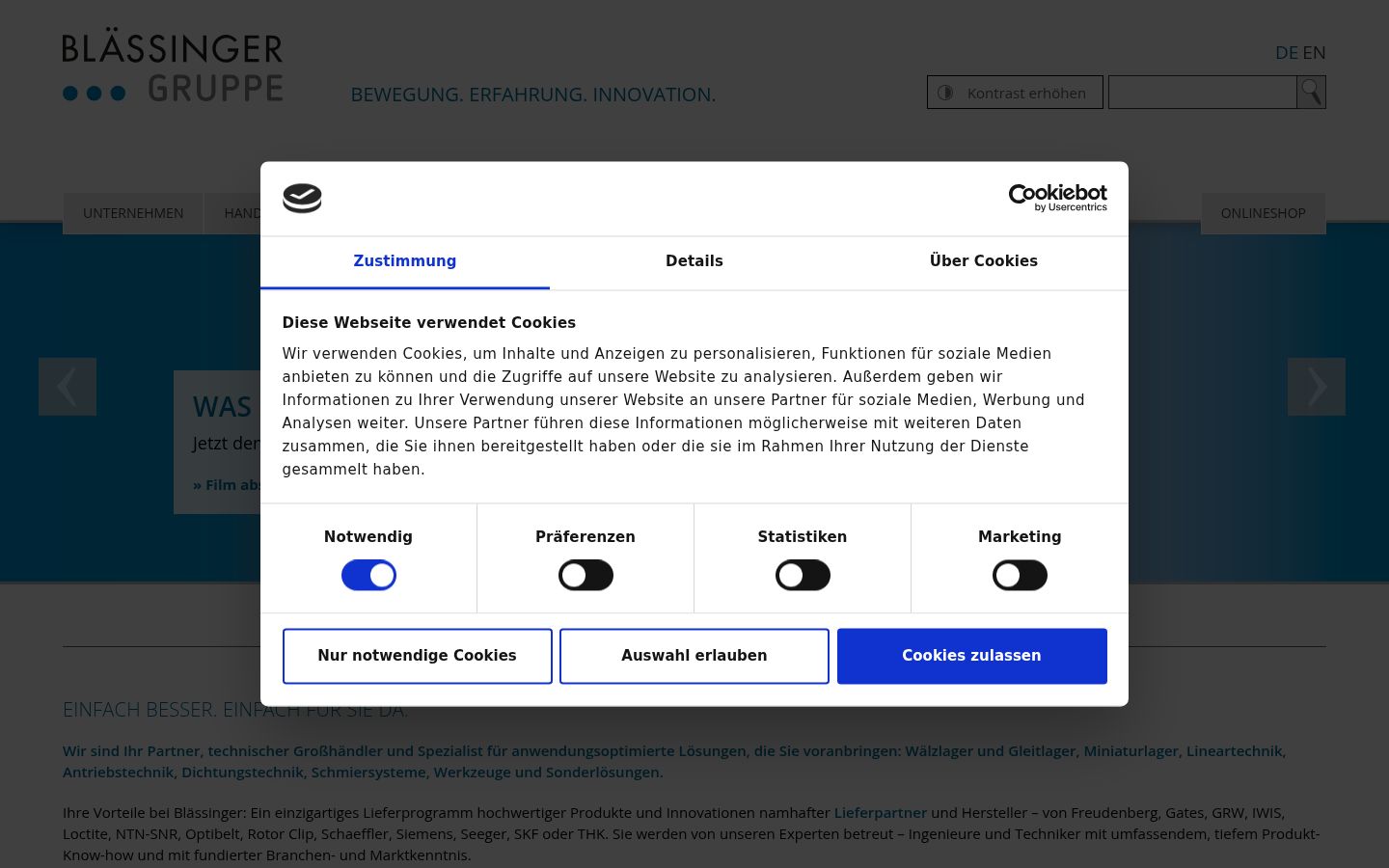 Captura de ecrã do banner de consentimento apresentado antes de qualquer interação