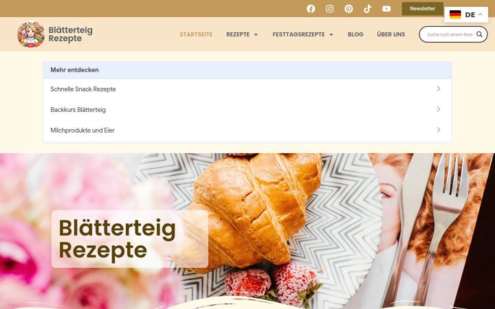 Captura de pantalla de blaetterteigrezepte.de