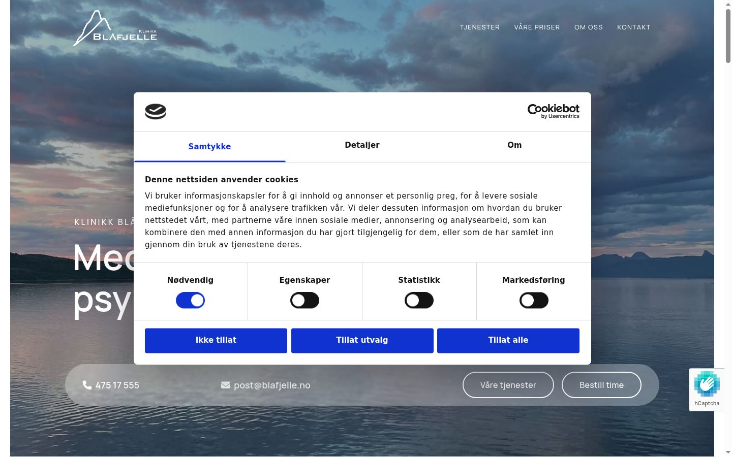 Screenshot del banner di consenso mostrato prima di qualsiasi interazione