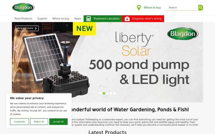 Screenshot of blagdonwatergardening.co.uk